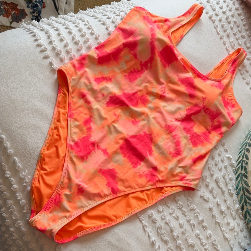 aerie NWT Neon Tie-Dye One-Piece Swimsuit - Pink & Orange XXL